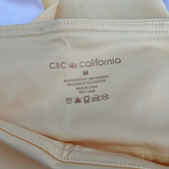 C&C California Pale Banana Yellow High Waist Cropped Workout Leggings Large NWT - Picture 3 of 12